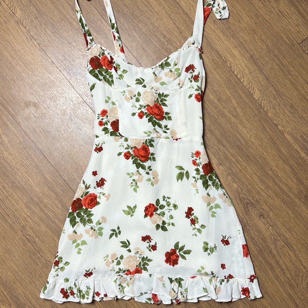 Reformation Floral Dress - Cream and Red